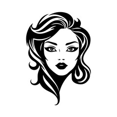 Elegant female silhouette, beauty salon logo, lady face outline, stylish girl head design