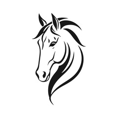Horse head silhouette, horse head logo, animal emblem, horse symbol, vector illustration