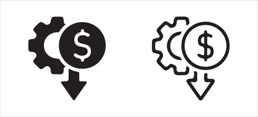 Rising Arrow with Dollar Coin Icon – Financial Growth Symbol in Black and Blue Variants. Victor illustration eps 10