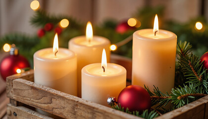 Christmas night. Candles.