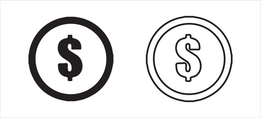 Fototapeta premium Dollar Symbol with Upward Arrow Icon – Solid and Outline Style for Financial Growth and Profit. Victor illustration eps 10