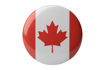 Glossy Vibrant Canada Flag Button Badge - A High-Resolution Image of the Canadian Flag on a Circular Button