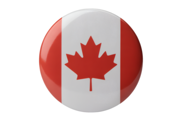 Glossy Vibrant Canada Flag Button Badge - A High-Resolution Image of the Canadian Flag on a Circular Button
