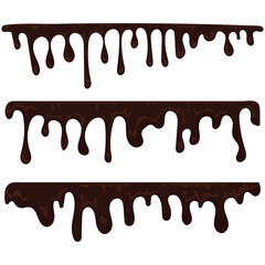 A vector pack of chocolate drip borders featuring glossy, smooth texture and sprinkle toppings on a transparent background. Ideal for cake designs, bakery illustrations, and dessert-themed artwork.
