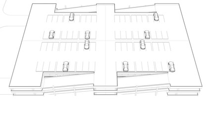 3D illustration of parking facility