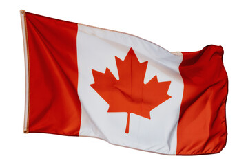 Majestic Waving Canada Flag Showing A Symbol of Canadian Pride and Heritage,  Fluttering in the Wind