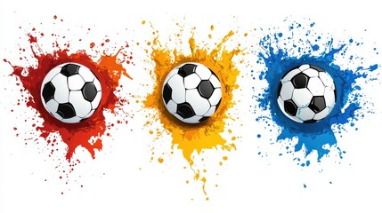 Soccer Balls Paint Splatter.