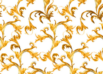Watercolor baroque pattern. Seamless tribal pattern design
