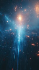 Celestial Light Beam Through Floating Clouds for Fantasy Background