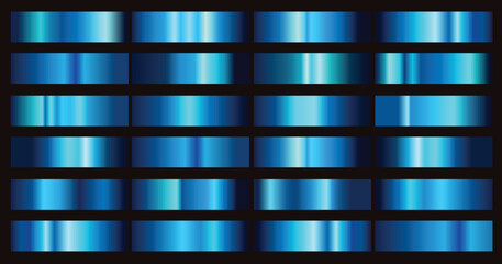 Vector collection of blue metallic gradients, chrome christmas gradient set, blue gradients metallic gradients set, blue metallic.eps8