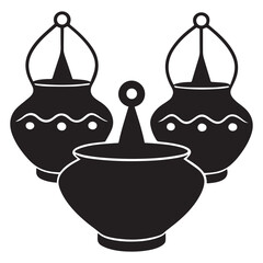 Big red decorative Clay diya or Oil Lamp lit during diwali festival. Selective focus
