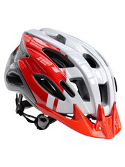 Red and White Bicycle Helmet Isolated on Transparent Background For Cycling Safety