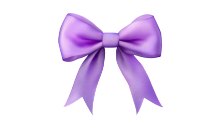 Decorative purple bow with satin texture and elegant loops isolated on white background
