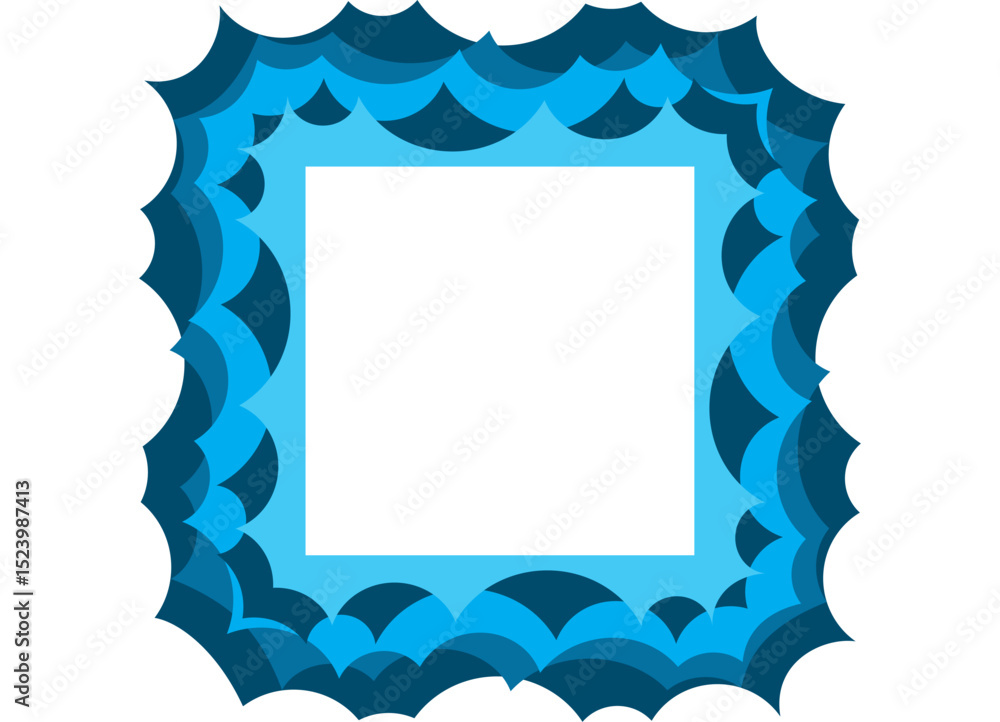 Aufkleber vector frame. modern pattern with blue waves and white background. abstract design element. trendy v