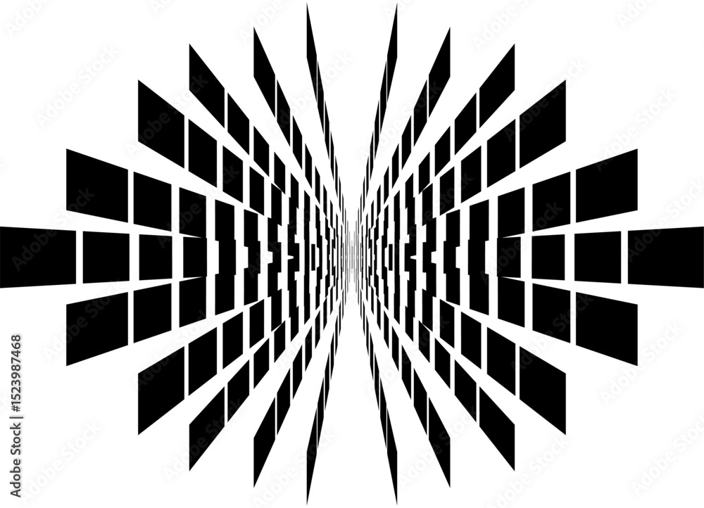 Poster vector symmetrical pattern of black striped stripes on a white background. abstract design element. 