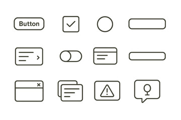 Minimalist user interface icons on gold background