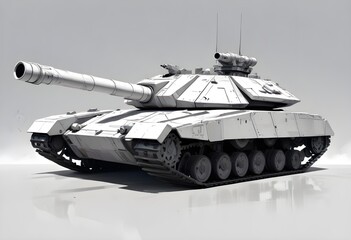 digital painting A futuristic white and gray tank