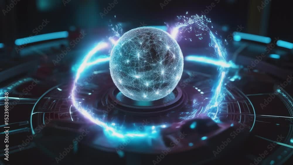 Poster abstract digital sphere within a futuristic interface
