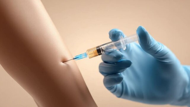 Injection of Wellness: A close-up shot of a medical professional administering an injection to a patient, emphasizing the core values of healthcare, science, and patient well-being