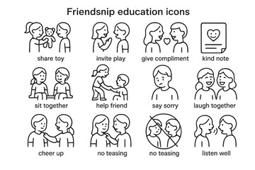 Friendship education icons: encouraging positive social interactions for children