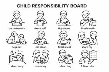 Child responsibility board: encouraging good habits in daily routine for young kids