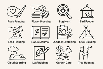 Nature activities for kids: rock painting, flower pressing, bug hunt, seed planting