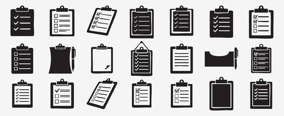 Clipboards with Checklists and Forms Vector Icons for Office and Task Management