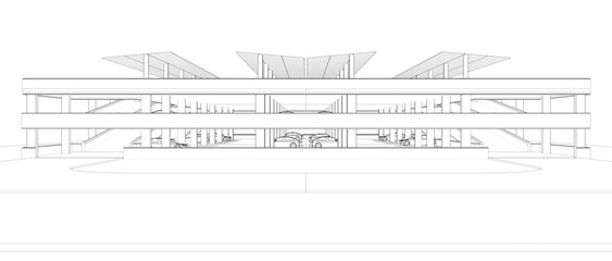 3D illustration of parking facility