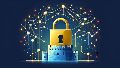 Digital security is symbolized by strength and interconnection.
