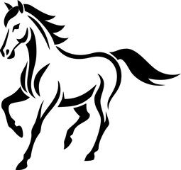  horse vector outline , elegant equine icon in motion