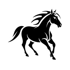 Running horse side view vector, equine silhouette illustration