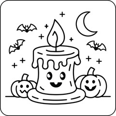 Cute Halloween Candle Coloring Page