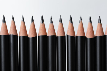 Many sharp graphite pencil isolated on white