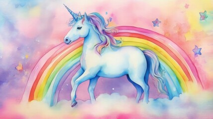 Fototapeta premium horse on a colored background rainbow