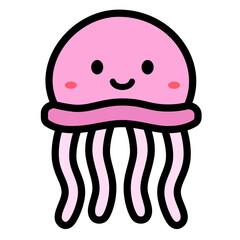 Cute jellyfish icon vector illustration. Funny jellyfish vector.