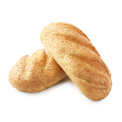 Two loaves of bread with sesame seeds isolated on white