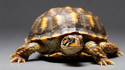 big old turtle on a gray background