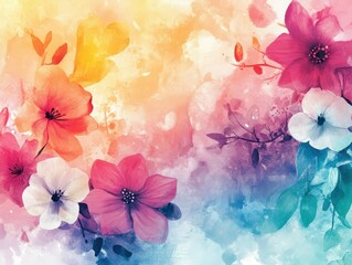 detailed picture of Colorful watercolor floral background