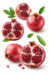 pomegranate fruit composition on white