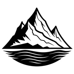 Black and white mountain landscape pencil sketch with detailed scenery