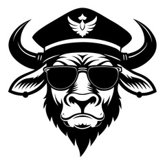 Black and white sketch of captain hat and sunlight with dramatic shading