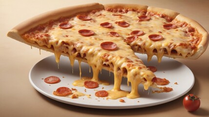 pizza with cheese and sausages