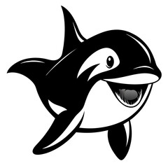 Orca killer whale pencil sketch in dramatic black and white ocean style
