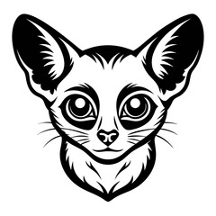 Tarsier animal head in pencil sketch with expressive black and white style