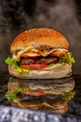 hamburger on a plate