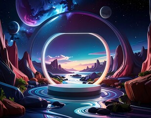 Obraz premium fantasy landscape with space for your text
