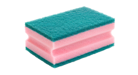 Wrinkled cleaning sponge stock photo of kitchen cleaning sponge for dishwashing and household cleaning needs and home hygiene tasks on a transparent background