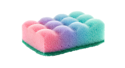 Wrinkled cleaning sponge colorful cleaning sponge for kitchen and bathroom cleaning supplies household item for dishwashing and surface scrub on a transparent background