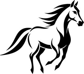 galloping horse icon, vector side profile on white background
