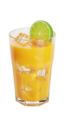 Refreshing iced orange juice drink with lime garnish